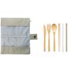 Bamboo Utensils Cutlery Reusable Cutlery Travel Set Bamboo Spoon Fork Knife Brush Chopsticks Straw Portable Utensils with Case