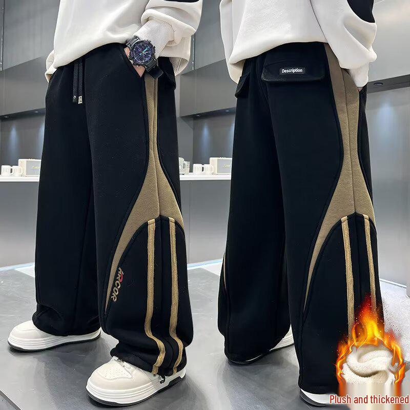 Boys' Warm Velvet Sweatpants - Versatile Casual Pants for Kids (Winter/Spring/Fall 2026)