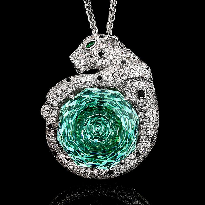 Sieraden Simulatie Roosgeslepen Kleurrijk Schatkleur Retro Luipaard Hanger Ketting Hoofdsteen 18Mm