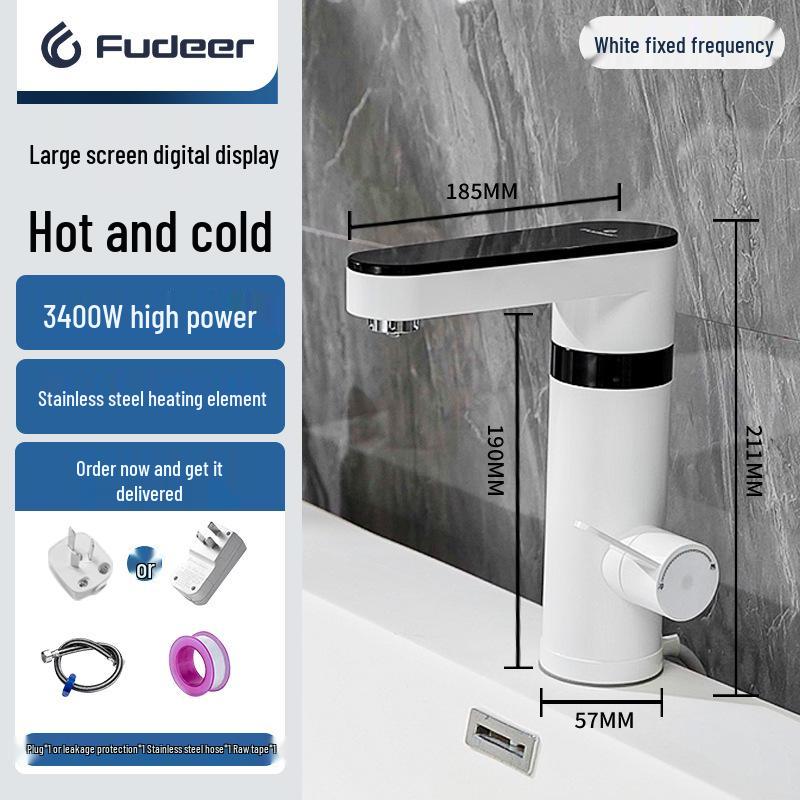 

Stainless Steel Instant Hot Water Faucet with Thermostatic Digital Display, Dual Hot and Cold Use. Plug Version