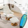 Chenille Liegestuhl Hocker Massage 360° drehbar Schaukel Kippbar - Moderner Elfenbein Akzentstuhl für Wohnzimmer/Schlafzimmer