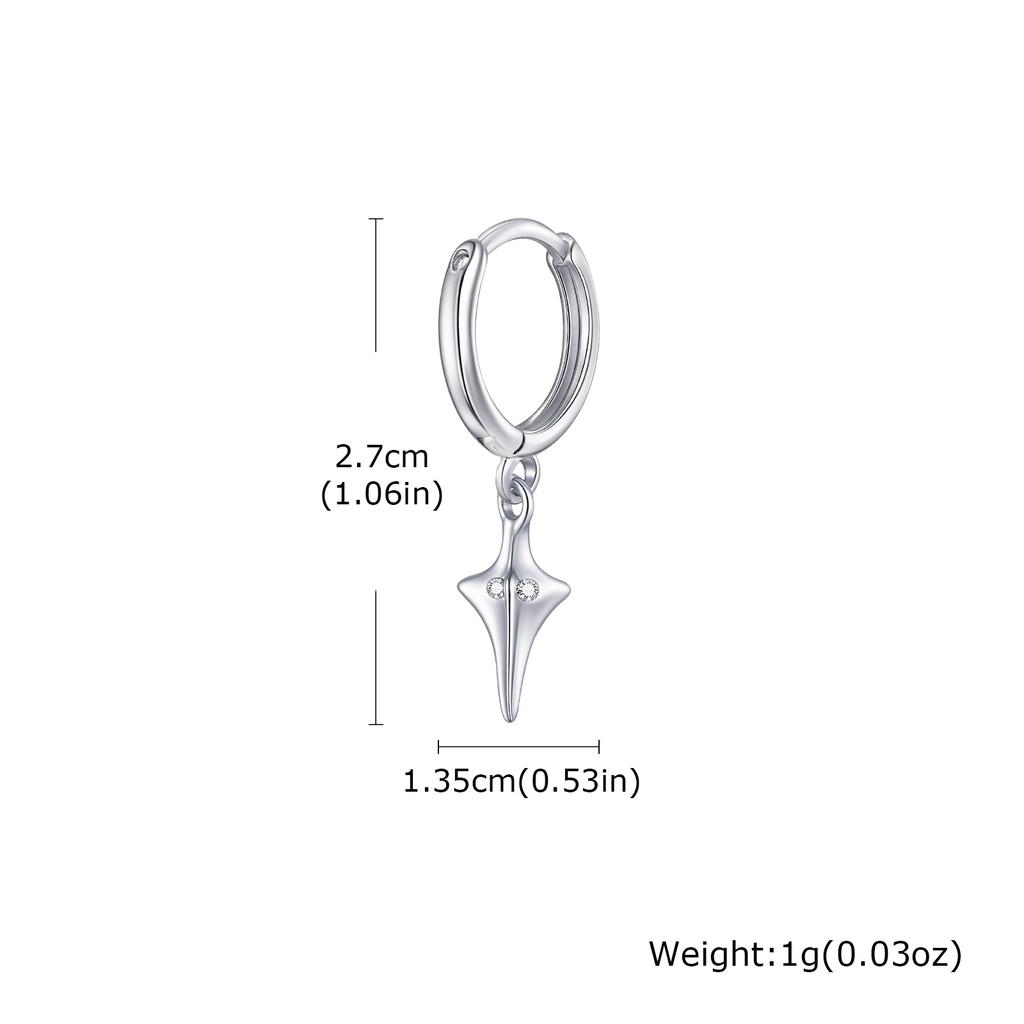 Punk Metal Star Pendant Hoop Earrings for Men Women, Silver Color Simple Drop Earrings, Creative Gothic Hip-hop Jewelry Gift