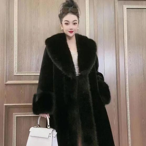 WTEMPO Abrigos Largos de Invierno Cálidos y Gruesos con Cuello Solapa para Mujer Talla Grande Cortavientos a Prueba de Frío Chaquetas de Piel Sintética