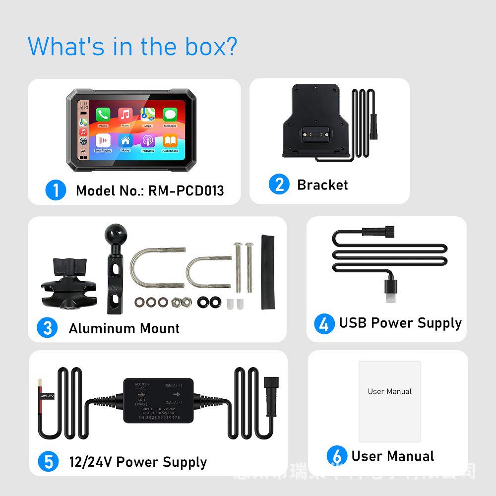 

7-дюймовый портативный мотоциклетный навигатор CarPlay с поддержкой Android Auto