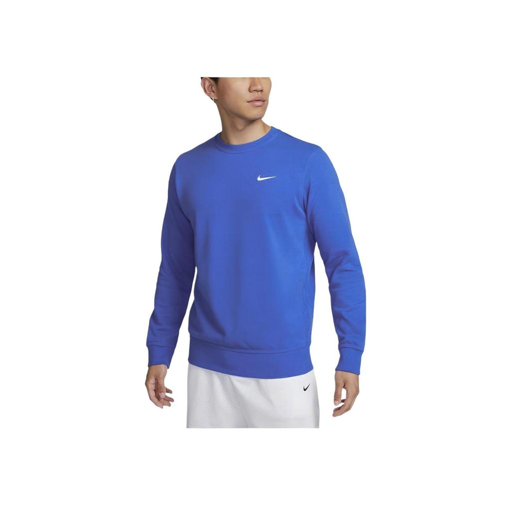 Nike Solid Color Logo Print Crew Neck Sweatshirt Men Tops Blue AA3178-403