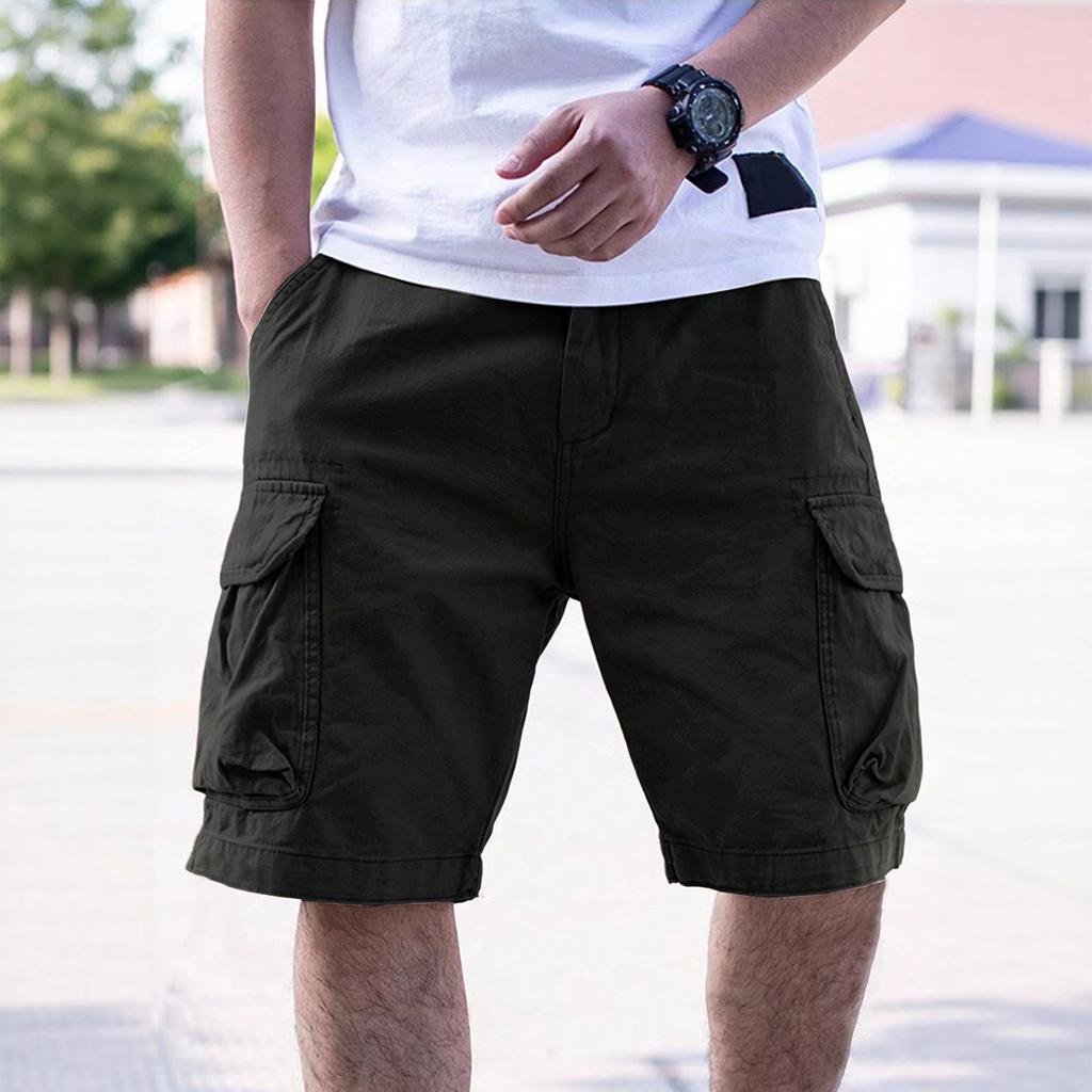 Men's Summer Multi-Pocket Cargo Shorts Men's Casual Fashion Color Loose Cargo Shorts