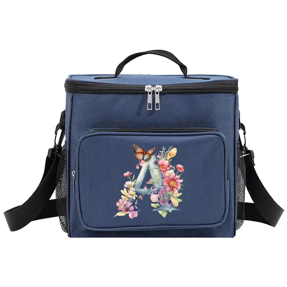 

Lunch Box Insulated Lunch Bags Handbag Waterproof Organizer Case Thermal Cooler Food Storage Boxes Butterfly Letter Series