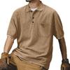 New Button Short Sleeve Men's T-shirt Summer Retro Loose Short Sleeve Men's T-shirt
