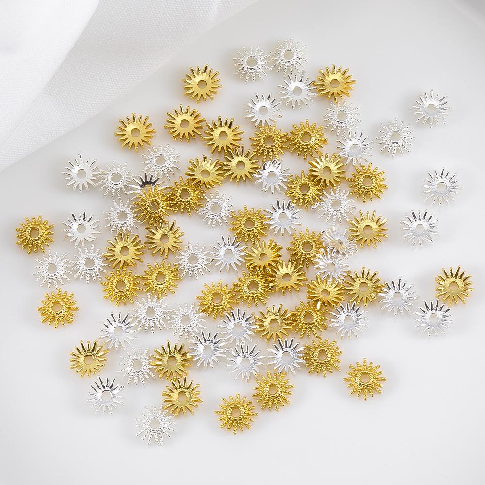 20pcs 40pcs 18K Gold Plated Sunflower Bead Cap 6mm Caps for Bracelets Bead Spacer Jewelry Making Supplies DIY Beaded Accessories
