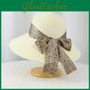 Outdoor Sun Hat For Women With Leopard Print Bow Decor For Beach And Vacation Sun Protection