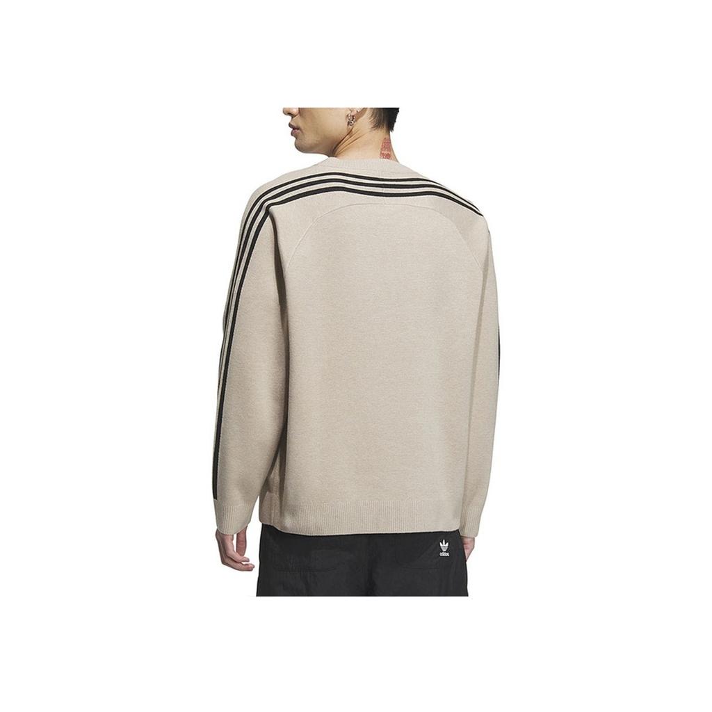 Adidas Originals Side Stripe Sports Knit Pullover Sweatshirt Unisex Sweatshirt Khaki IX7816