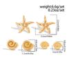 Ocean Series Flower Starfish Bow Shell C-Shaped Earrings Sets for Women Retro High-End Sweet Earrings Vacation Jewelry Accessory