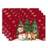 Winter Red Snowman Gingerbread Man Christmas Tree Xmas Placemats Set of 4 Table Mats for Party Home Kitchen Dining Table Decorations 12x18 Inch