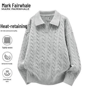 Mark Fairwhale Men's Relaxed Fit Turn-Down Collar Knit Pullover
