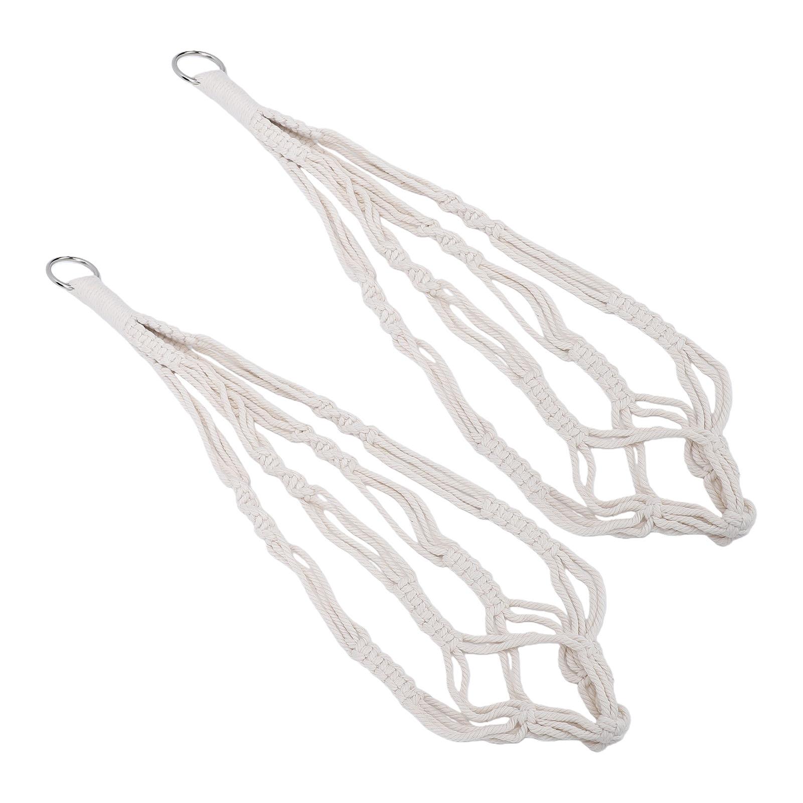 

2PCS Woven Plant Hanger 21.65 Inch Boho Hanging Planter Holder Cotton Rope with Metal Hooks Iron Rings White Rope Iron Rings White Rope (Length 55cm 60g)