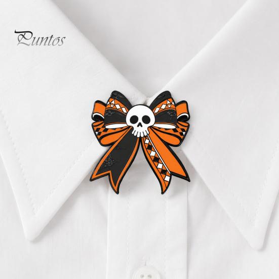 Halloween Costume Pin Brooch Pin, Enamel Skull Bow Design Brooch, Style Snap-On Cool Accessory Badge for Backpacks Collars Hats Holiday Decoration