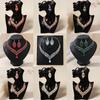 Two-piece Jewelry Set - Retro Alloy Rhinestone Earrings And Necklace Set For Women, Bridal Accessories