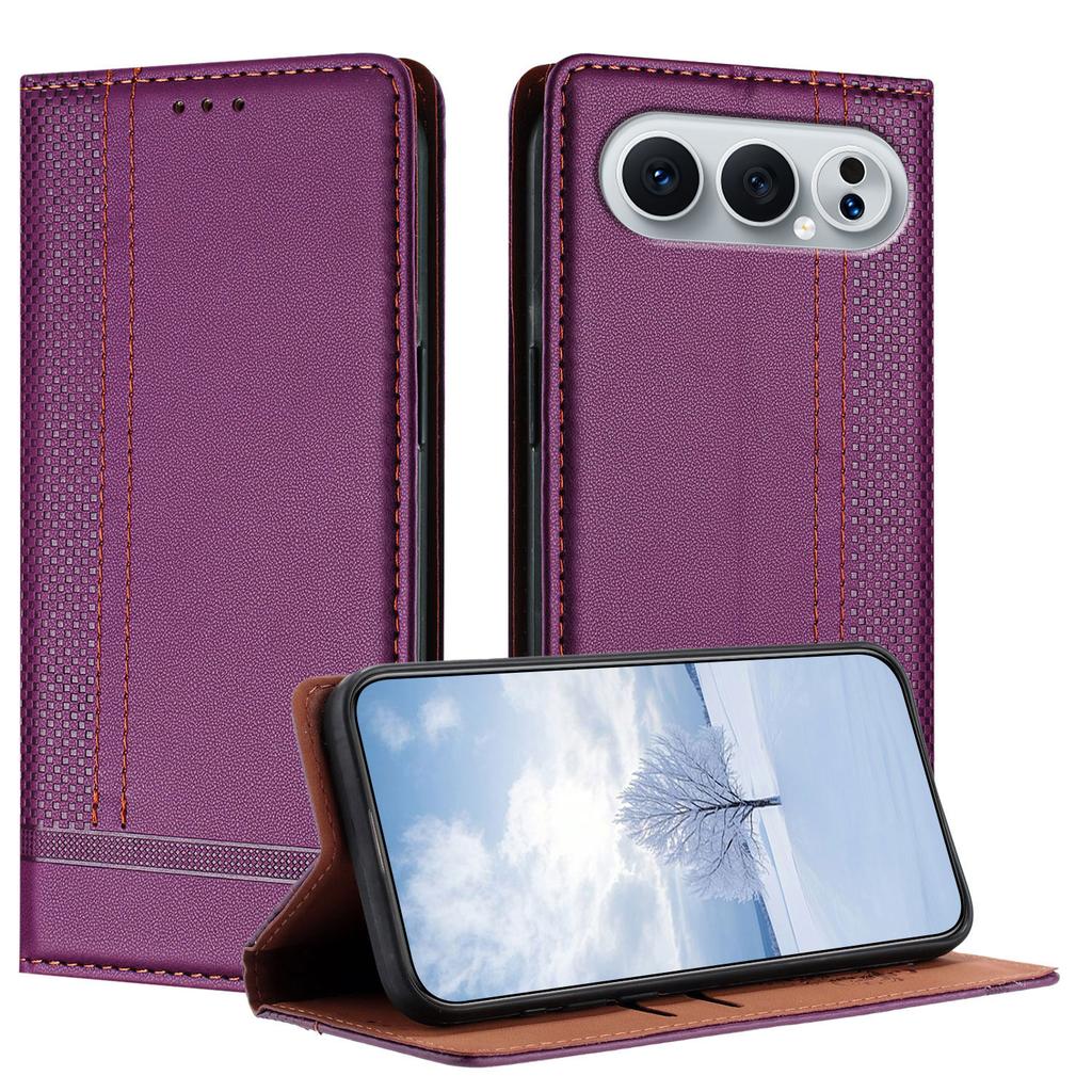 For Honor 500 Pro 5G Case L-Shaped Grid Pattern Leather Stand Phone Cover with Card Slots