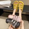 Thick-soled slippers women's outer wear 2025 summer new fashion casual retro buckle casual one-word cool slippers