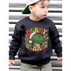 European sizes Christmas Kids'  Fashion Fleece Sweatshirt  Wearing Santa Hat Dinosaur Cartoon Pattern Print Loose Casual Long Sleeve