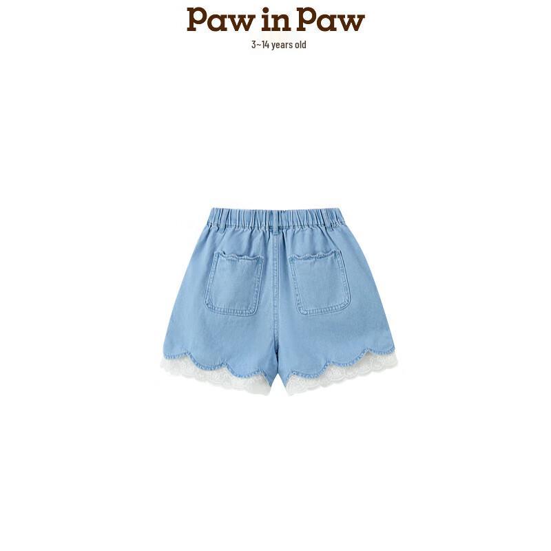 PawinPaw Girls  Cartoon Bear Lace Denim Shorts 120