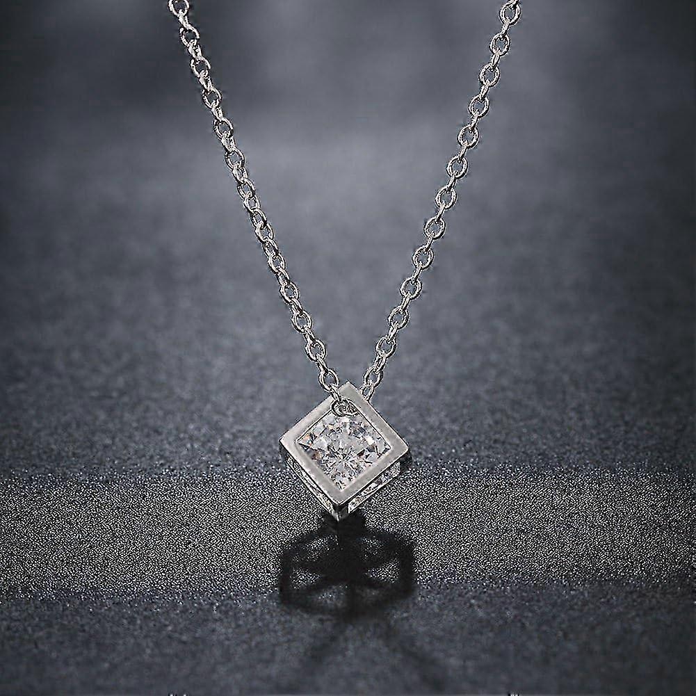 Women Chain Necklace Crystal Rhinestone Square Necklace Alloy Necklace Jewelry 25-26