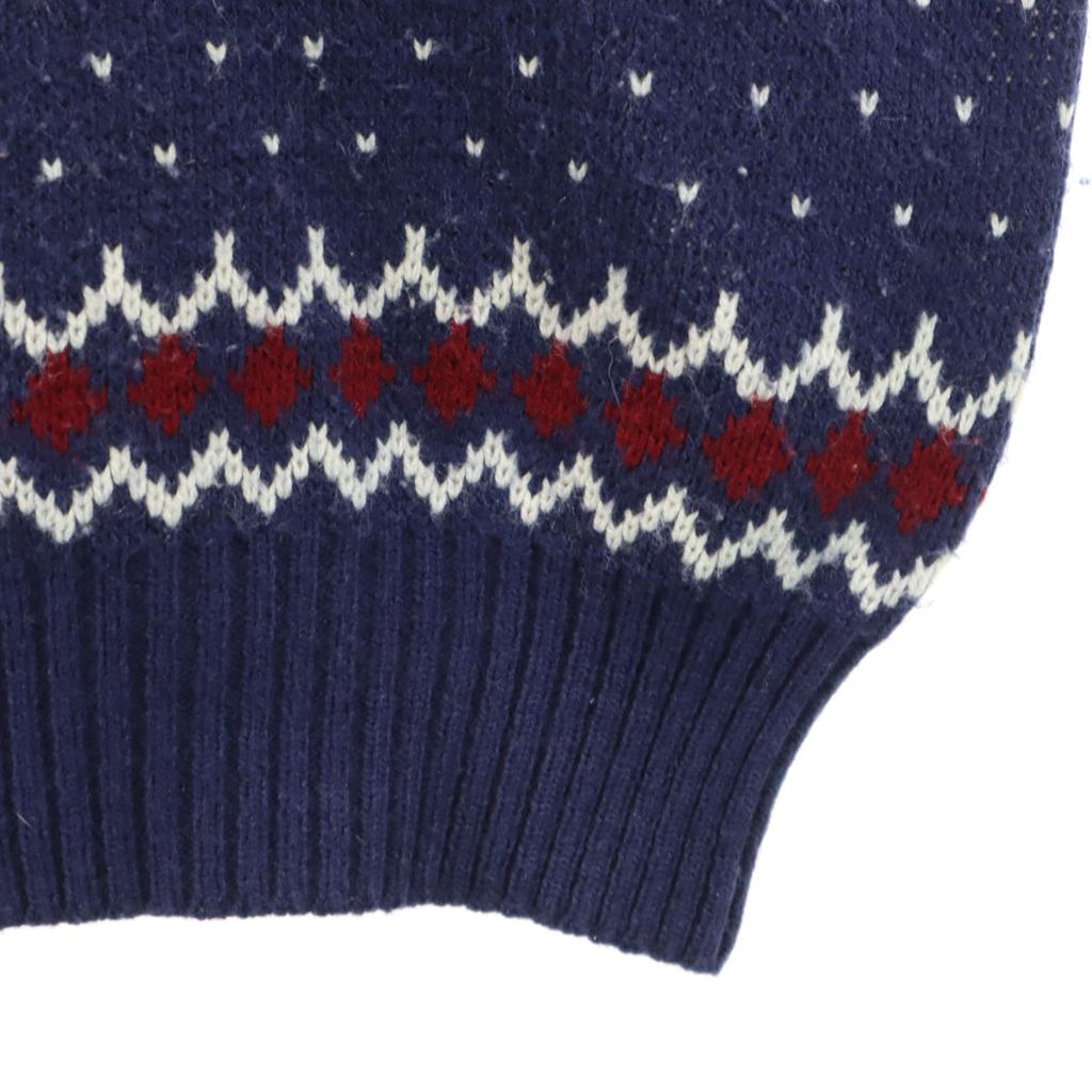 ALVIN JOSEF 80s vintage Fair Isle Pattern Long sleeve sweater M Navy knit Women Used