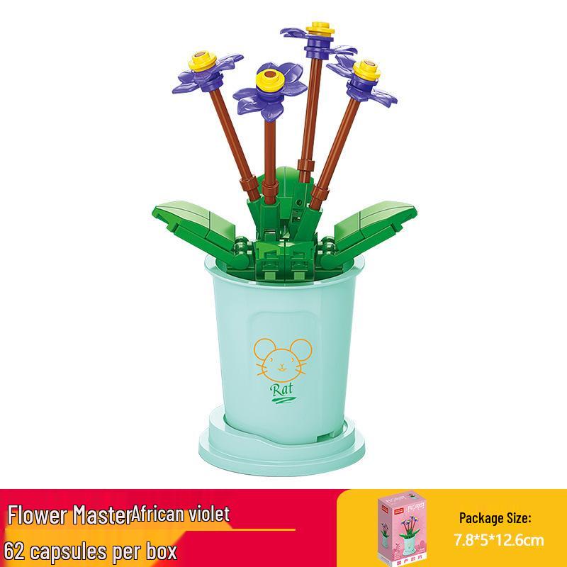 Lele Brothers Flower Building Blocks: Children's Educational Toy - Eternal Flower Jigsaw Puzzle
