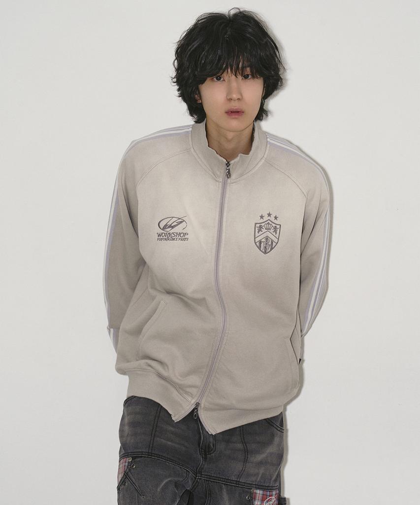 Travel Vintage Washed Sweat Track Jacket Grey