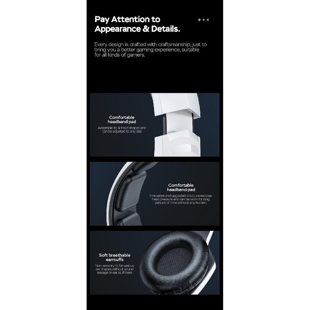 Onikuma B100 Wearable Wired Gaming Headset with Flexible Mic LED Lights Wireless  Earphone Dynamic RGB Lighting Effect 3 Mode Headphones