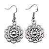Circle Frame Flowers Dangle Earrings Romantic Floral Female Drop Jewelry