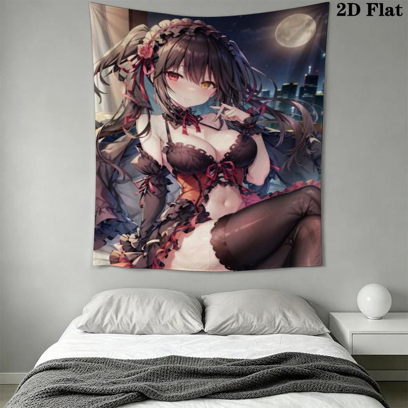 Kurumi Tokisaki Wall Tapestry Aesthetic Wall Hanging Printed Fabric Blanket Decorative Tapestries for Bedroom Living Room Home Decor