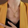 Playful Cute Rabbit Necklace: 18K Gold-Plated Titanium Steel with Letter Square Plate