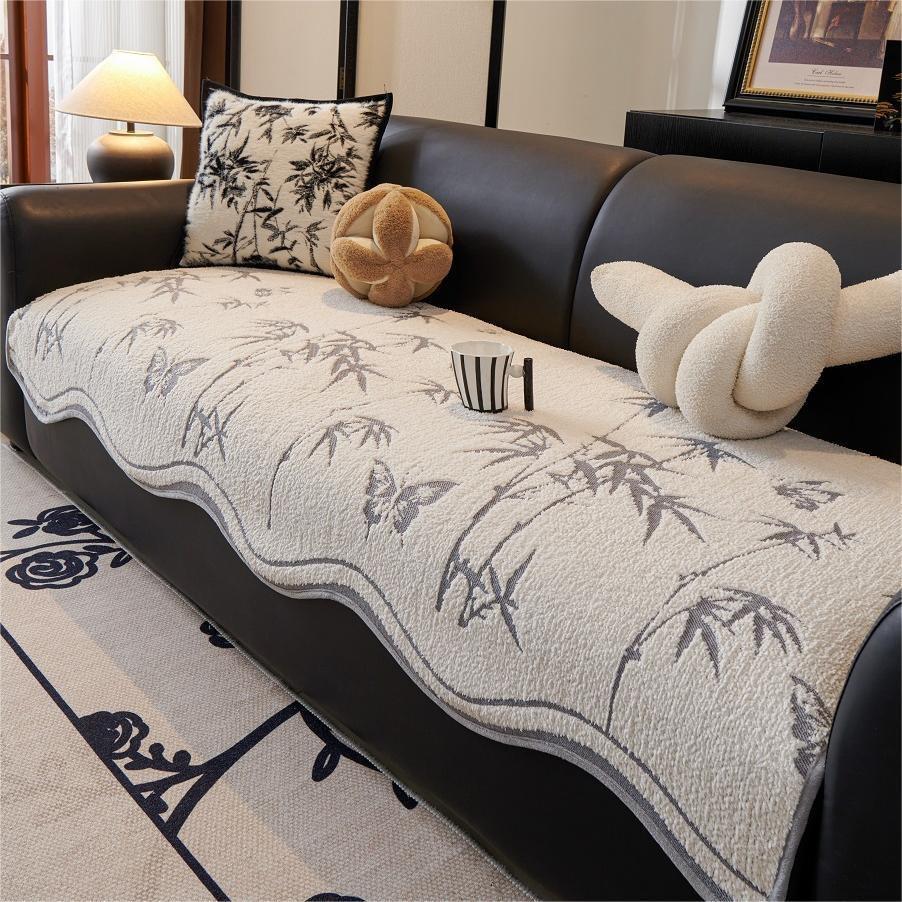Special-Shaped New Chinese Sofa Cushion Thickened Non-Slip Short Plush Sofa Cloth Seat Cushion Advanced Sense Double Seat Cover