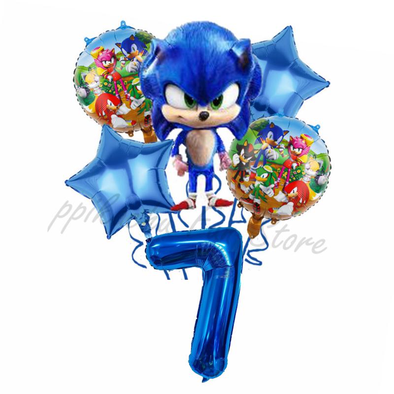 6Pcs Cartoon Hedgehog Balloons Sonic Theme Birthday Party Decoration Balloons For Boys Children Baby Bath Toys