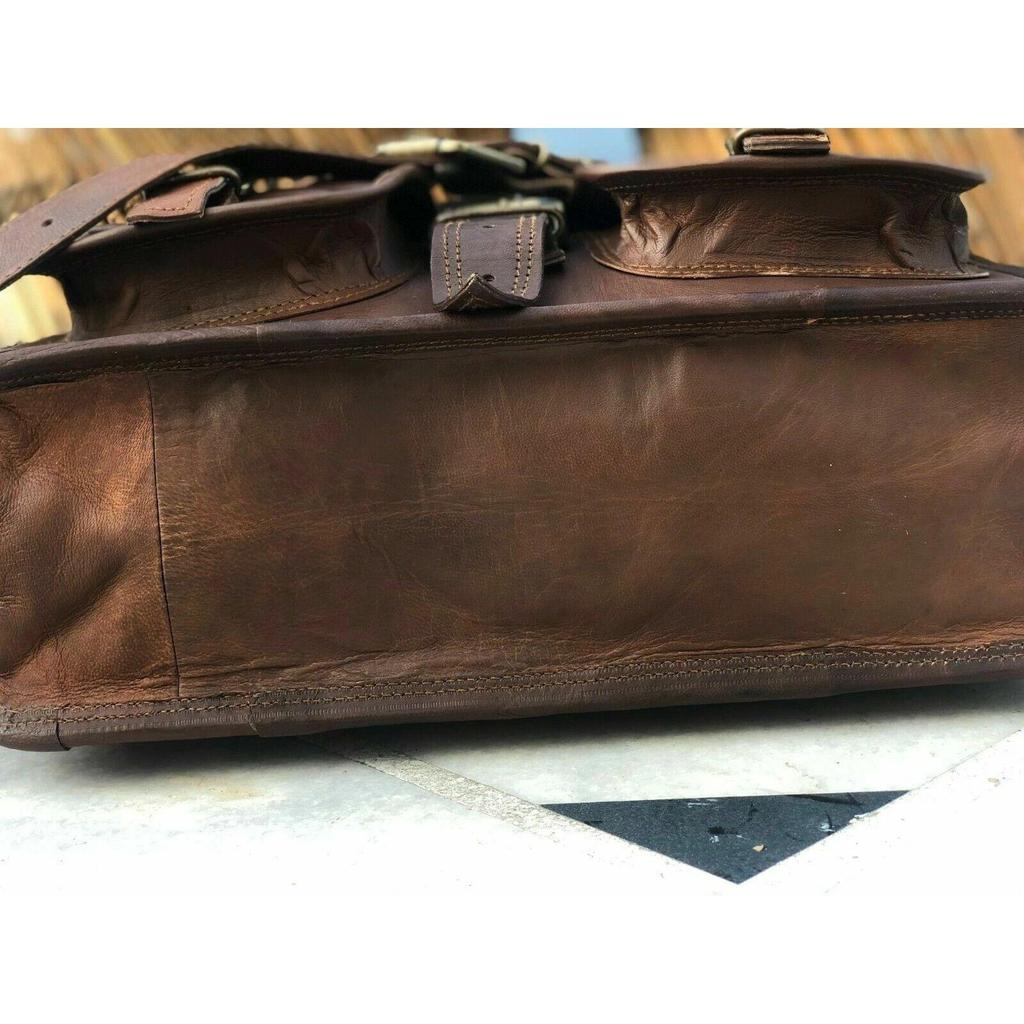 Handmade Briefcase Satchel Wide Laptop Bag Men Leather Laptop Messenger