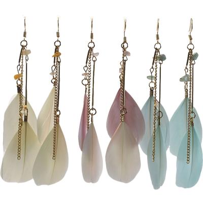 Famous Feather Earrings, Long Multi-Colored Chain Bohemian Feather Earrings Jewelry