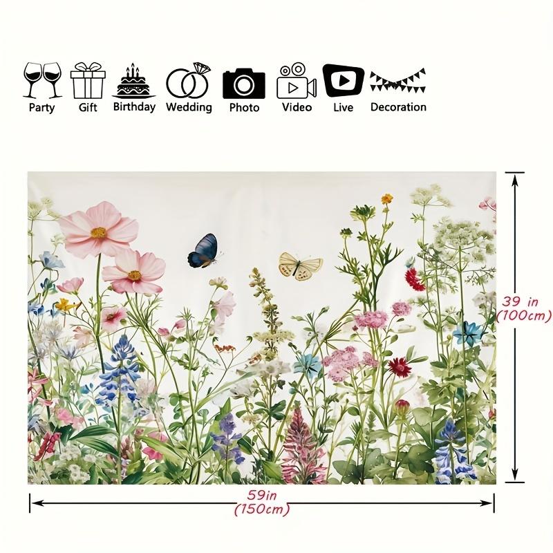 1Pc Vibrant Floral and Plant Background Decoration - Durable Polyester Photo Prop for Unforgettable Parties