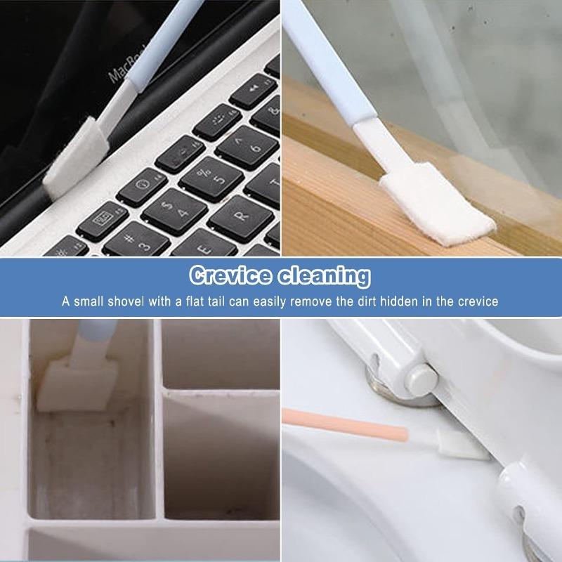 Pack Disposable Crevice Cleaning Brushes with Replaceable Heads - Multi-Surface Detail Scrub Brush Set for Toilet, Kitchen,Patio