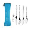 Stainless Steel Portable Cutlery Set - 5-Piece Travel Set with Knife, Fork, Spoon, and Small Spoon for Camping & Outdoor Use