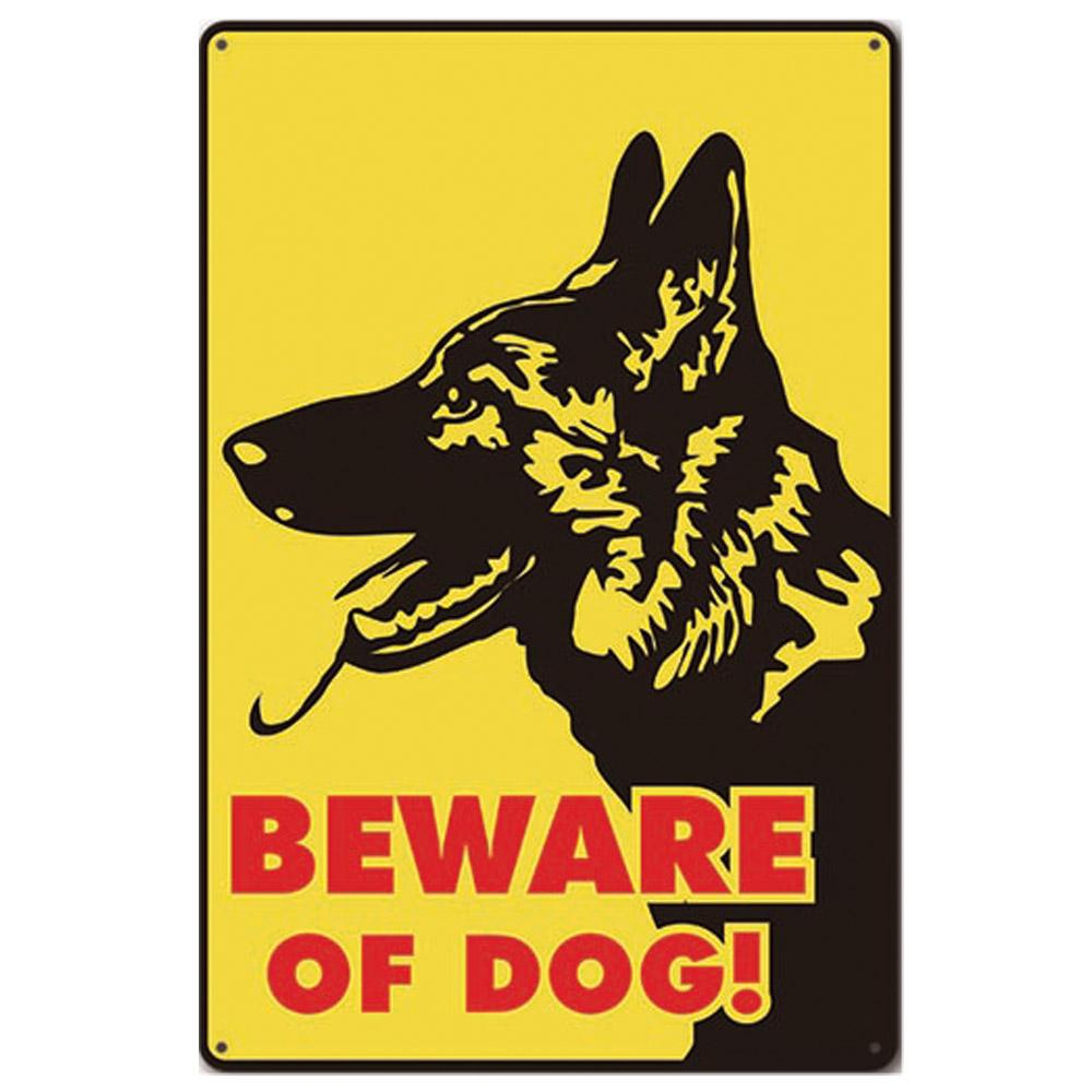 Beware of Dog Vintage Metal Tin Signs Poster  Warning Dog Retro Plaque Wall Decoration