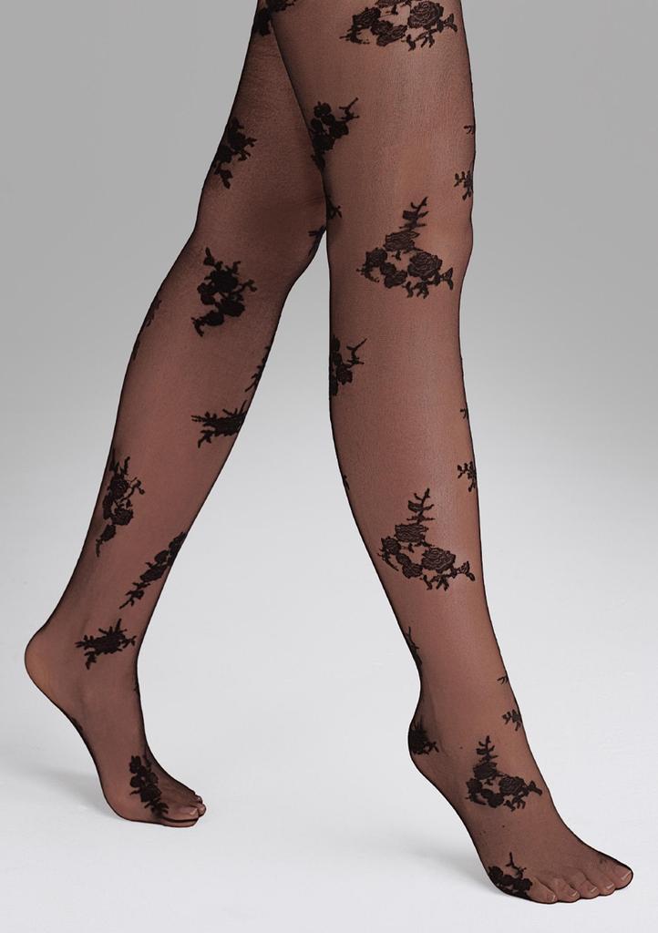 Rajstopy cienkie 20 den w kwiaty Allure G008 Marilyn