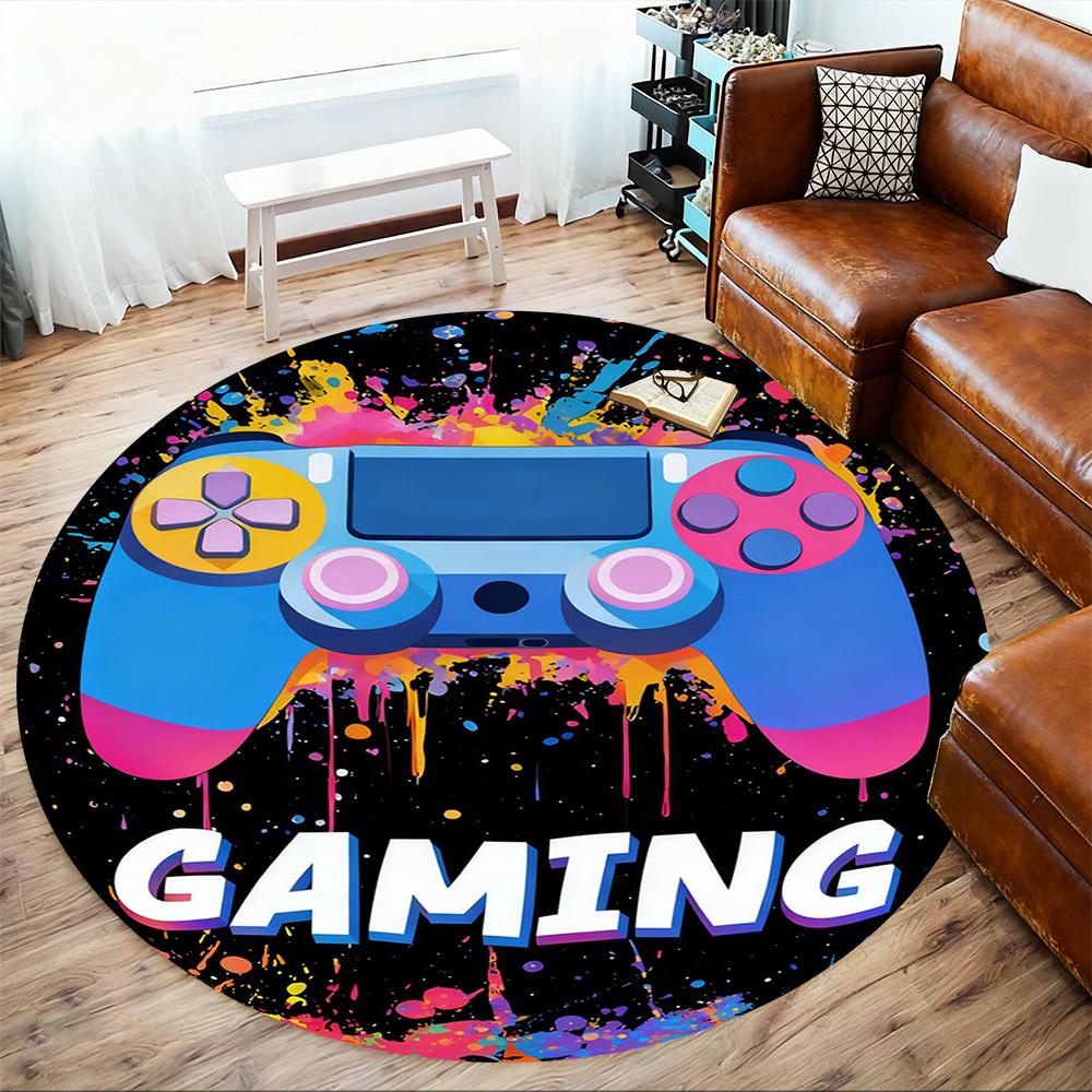 1PC Gaming Controller Round Chair mat Area Rug - Non-Slip, Floor Mat for Office, Bedroom, and Indoor Decor -Gift D1127198