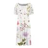 Women's Casual Fashion Round Neck Short Sleeve Floral Print Midi Dress