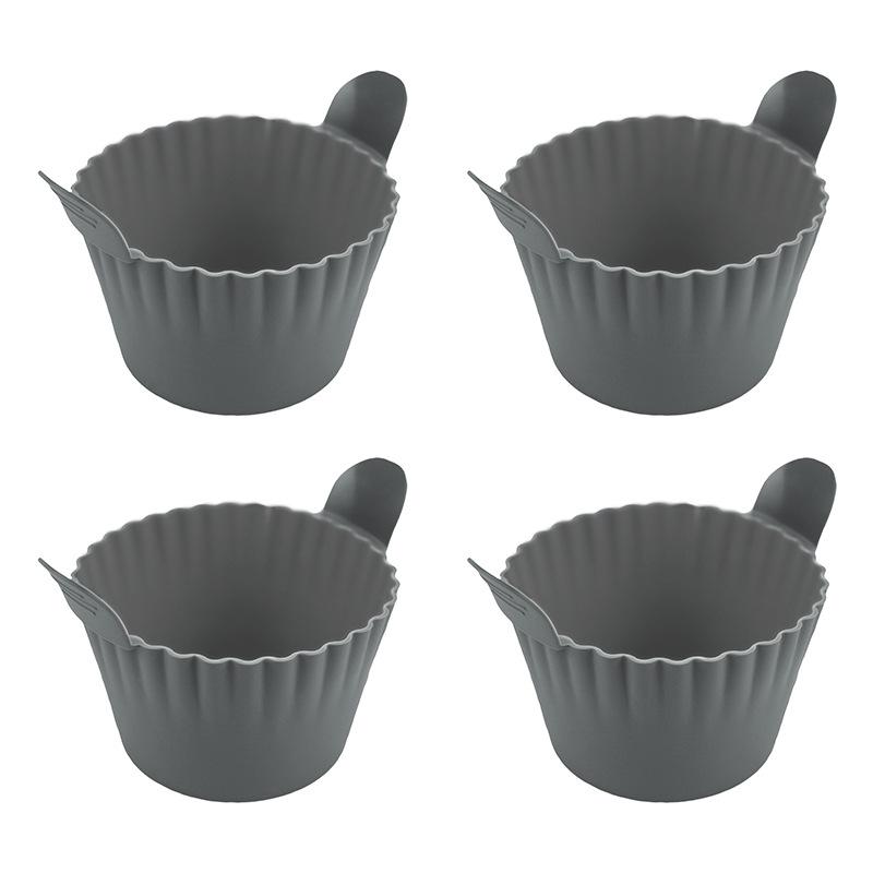 

Silicone Air Fryer Egg Poacher Silicone Cupcake Baking Cups Ramekins For Air Fryer Ovens Air Fryer Silicone Basket светло-серый