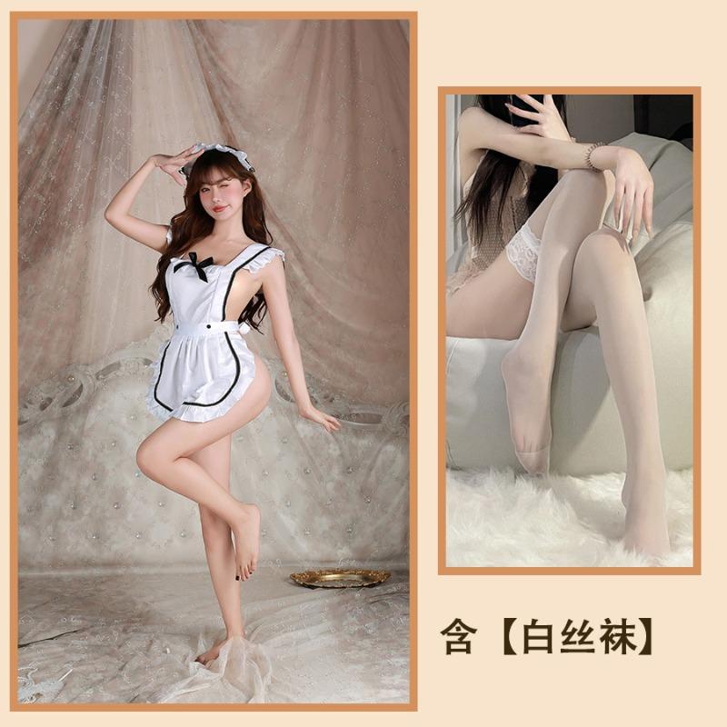 Sexy Lingerie Sexy Hollow Uniform Seduction Well-behaved Cute Maid Maid Suit Backless Cross Suit