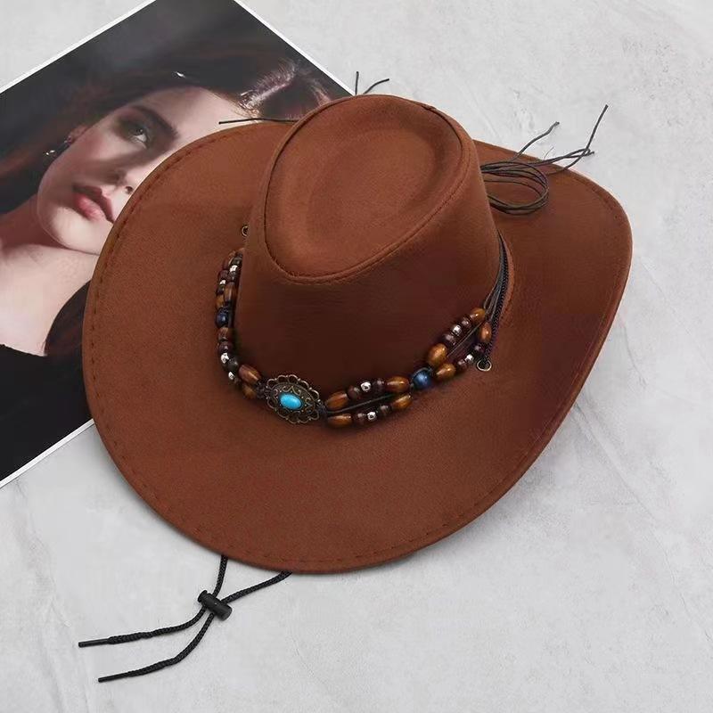 New Vintage Big-edge Western Cowboy Hats for Men Women Artificial Suede Gentleman Cowgirl Jazz Hat Sombrero Hombre Cap