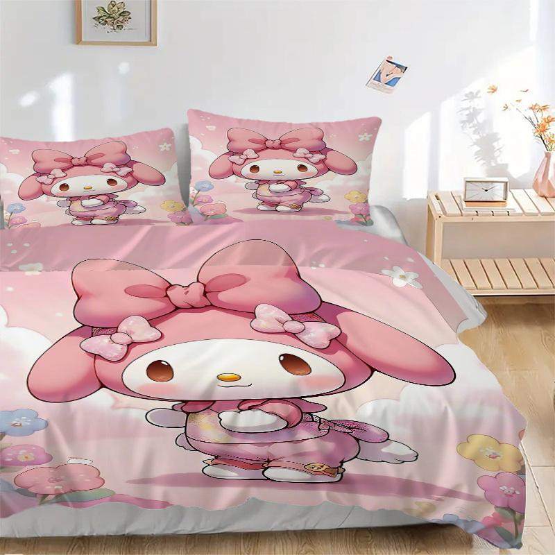 

3pcs Charming My Melody Bedding Set - Includes Quilt Cover and Pillowcases, Suitable for All Seasons- Ideal Gift for Family and Friends.H009 135x200cm
