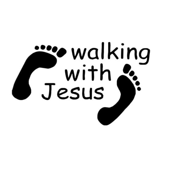 Walking with Jesus Sticker Religious Car Window PET Decal God Footprint Decor