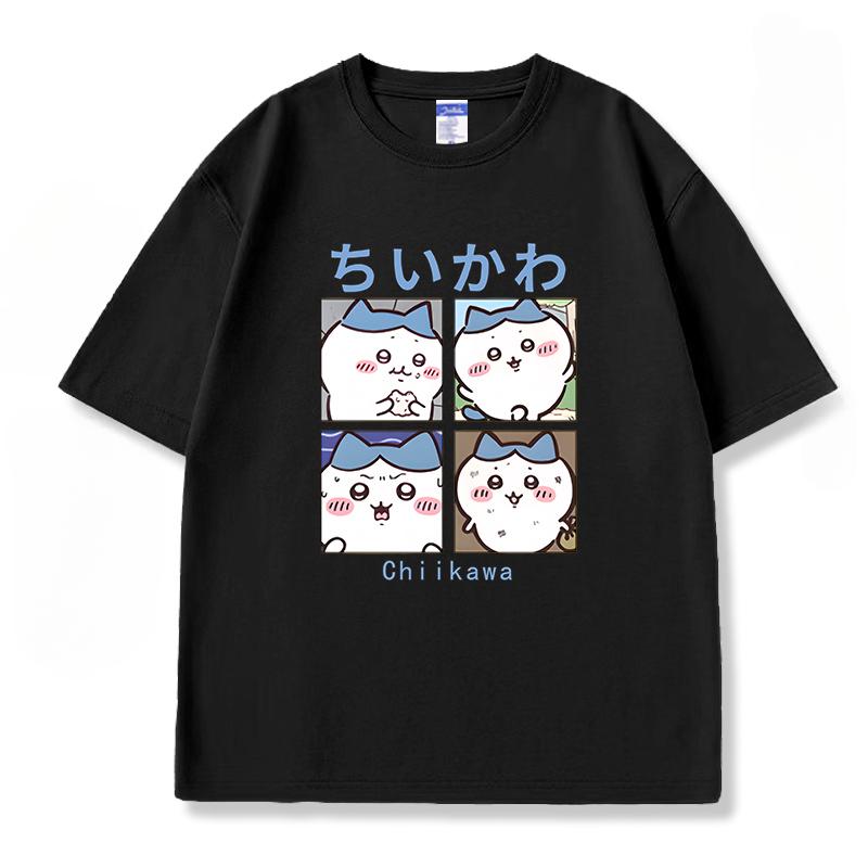 Chiikawa rolig söt fyrfaldig mönster T-shirt sommar vardaglig trend 100% bomulls T-shirt mode bekväm lös herr T-shirt
